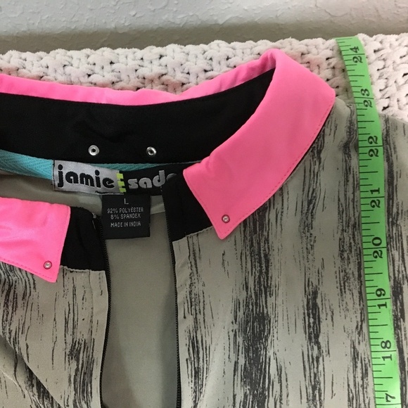 JAMIE SADOCK GRAY BLACK PINK TRIM 1/4 ZIP POLO WOMEN SHIRT SIZE LARGE - Picture 2 of 4